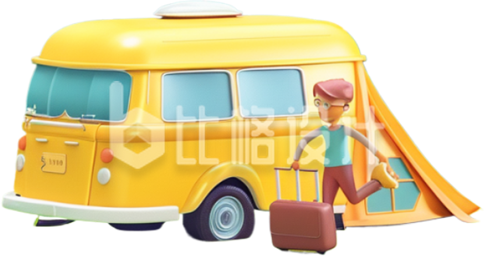 3D旅游出行小汽车