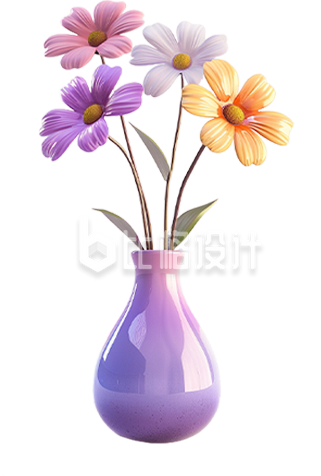 紫色花瓶花束