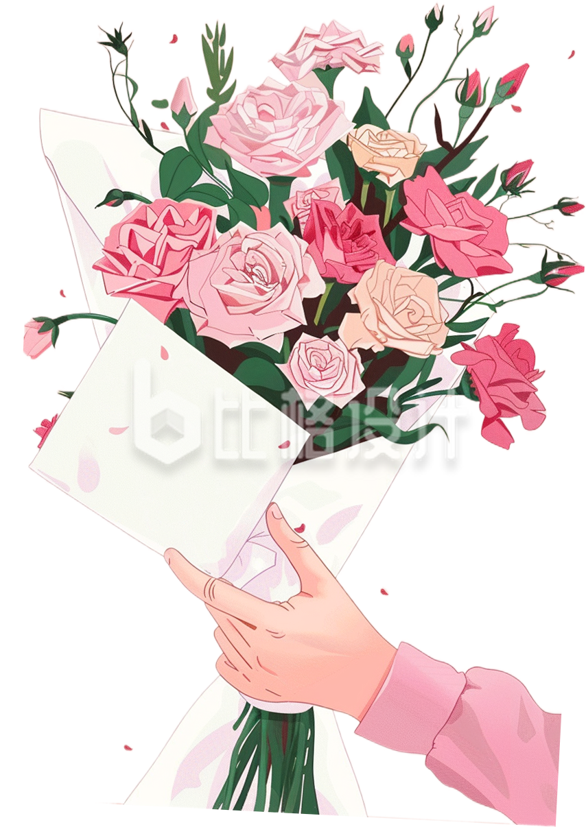 一只手拿着一束花