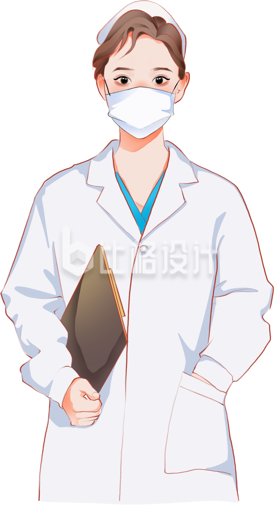 白色手绘风护士花束护士节劳动节致敬插画