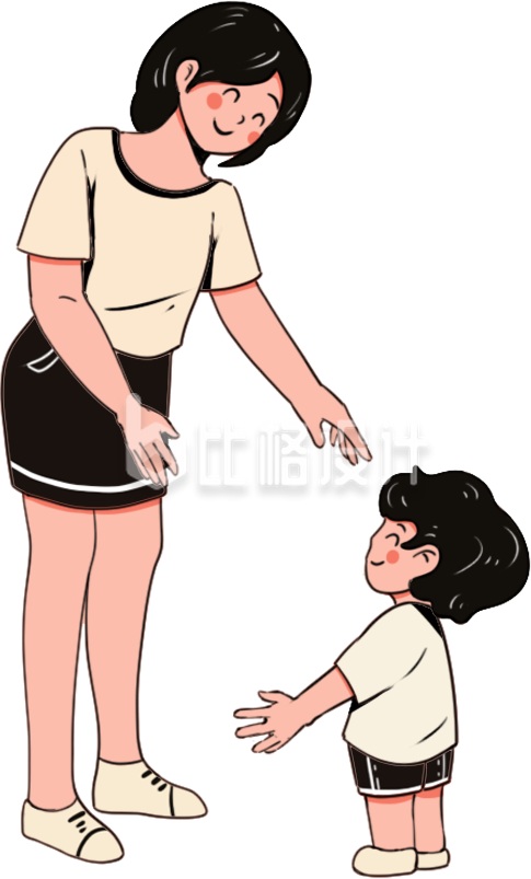 黄色手绘风母子母亲节插画