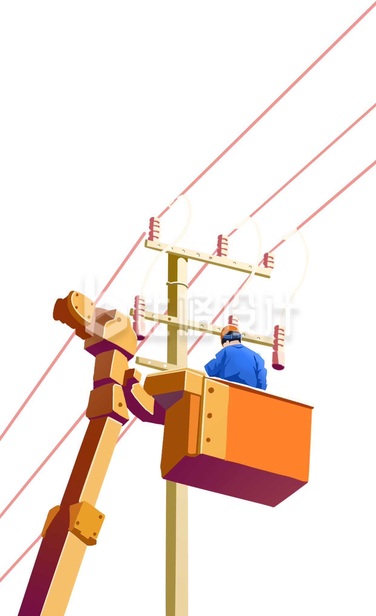 黄色手绘风工人插画
