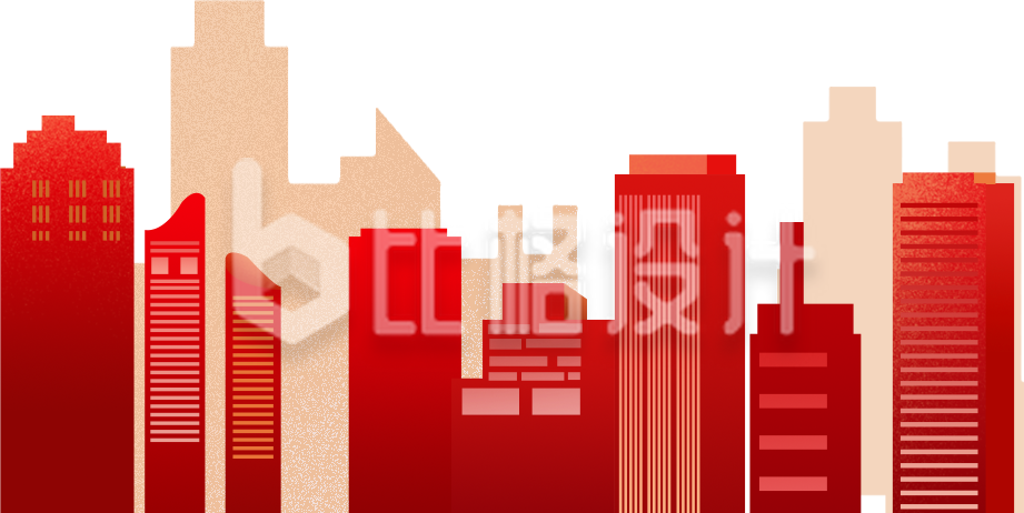 红色建筑剪影