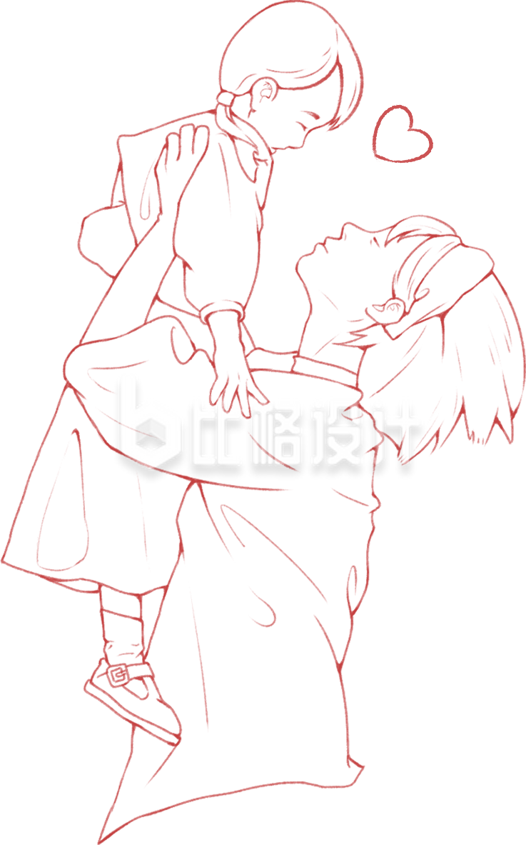 红色手绘风母亲节插画