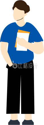 蓝色手绘风男生插画