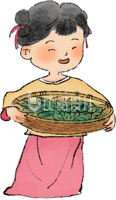 红色手绘风女孩插画