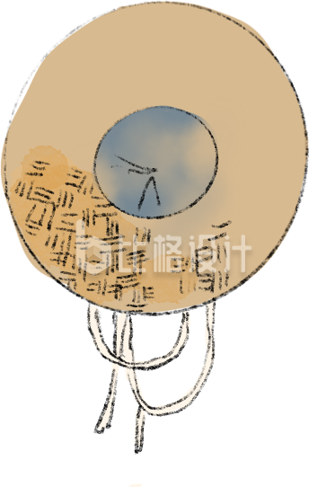 黄色手绘风草帽插画