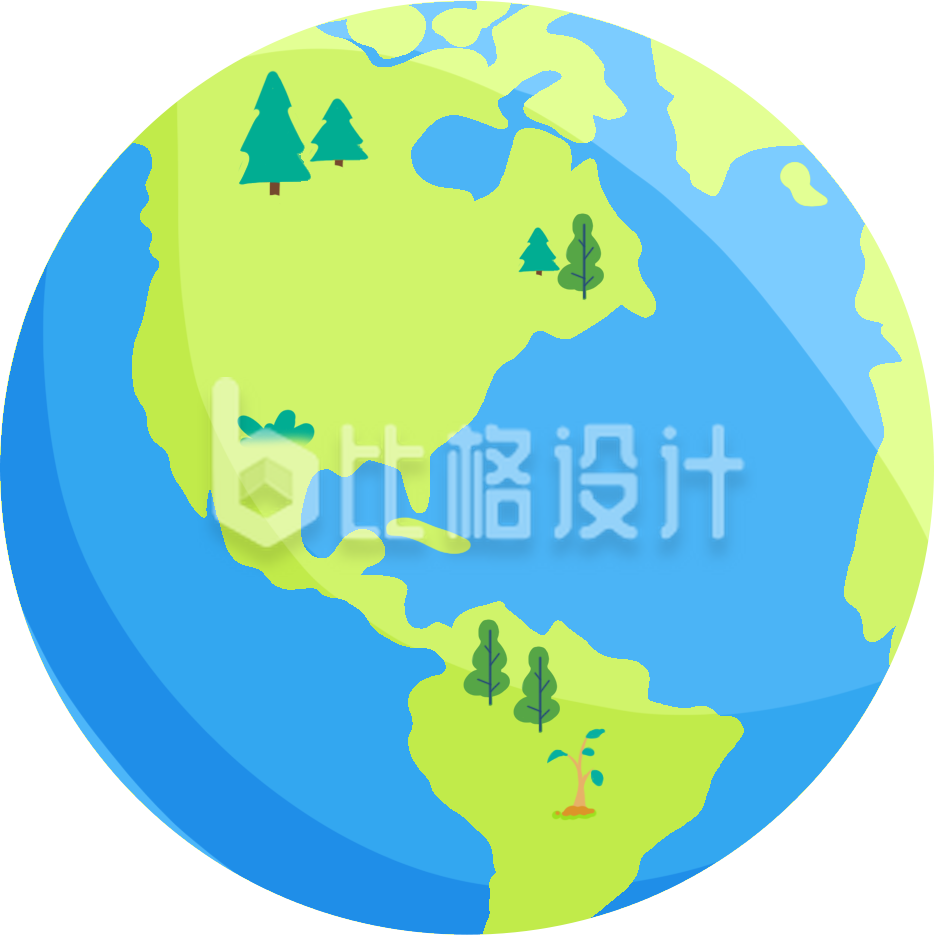 蓝色手绘风地球插画地球日保护环境地理学习