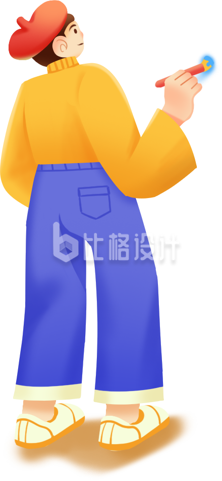 黄色手绘风美术生绘画插画