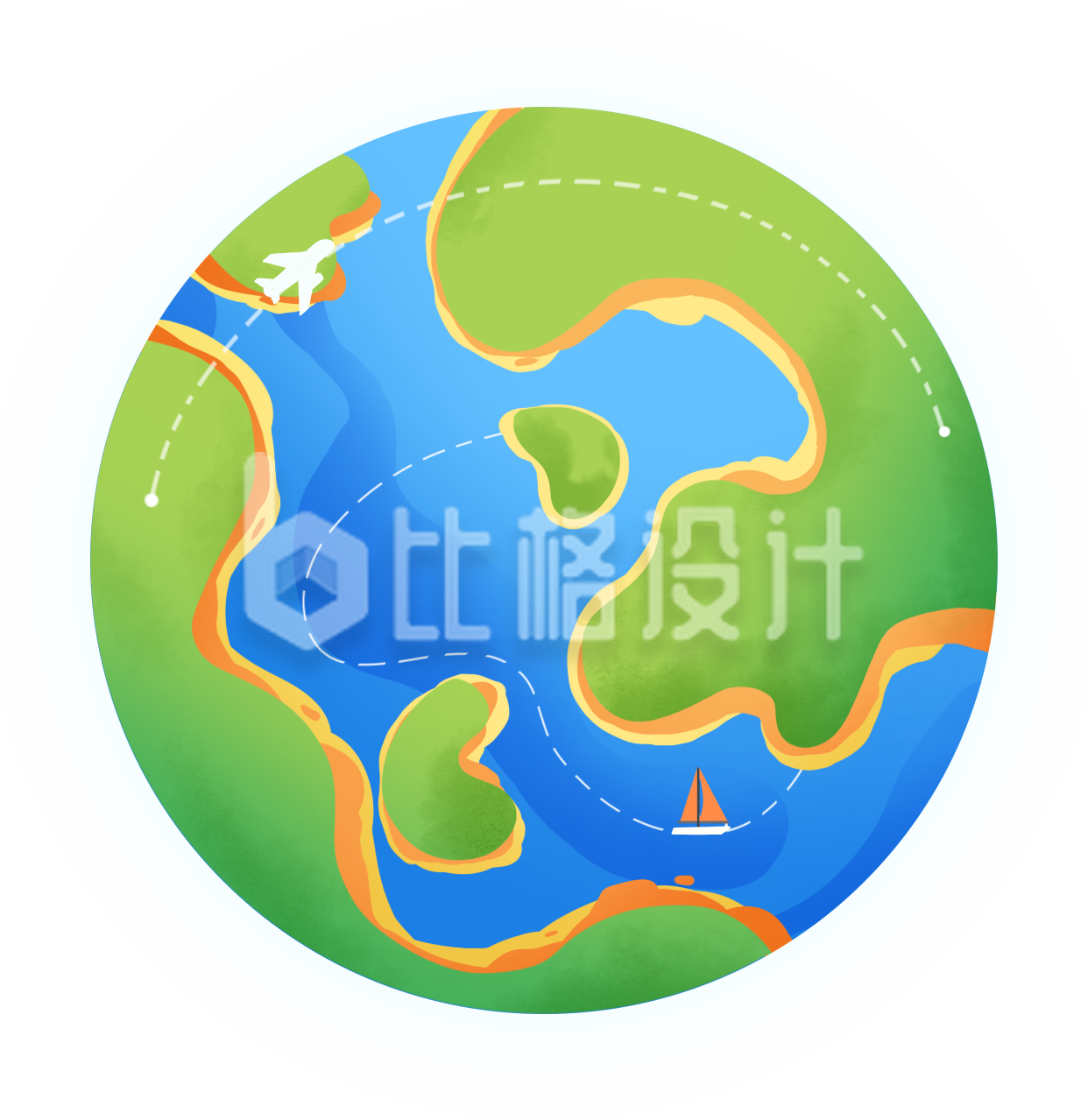 绿色手绘风地球一小时插画
