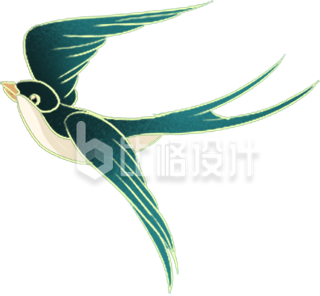 绿色燕子手绘春天春分节气