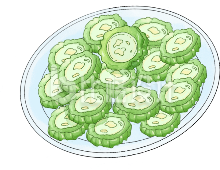 绿色手绘风苦瓜插画