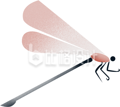粉色手绘风蜻蜓插画