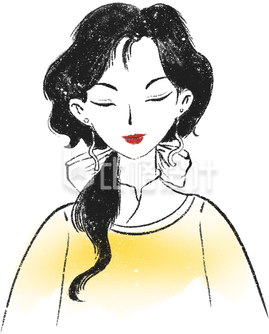 黄色手绘风女性插画妇女节
