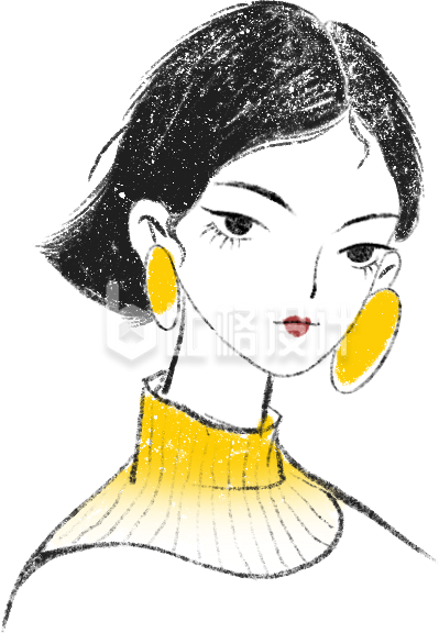 黄色手绘风女性插画妇女节