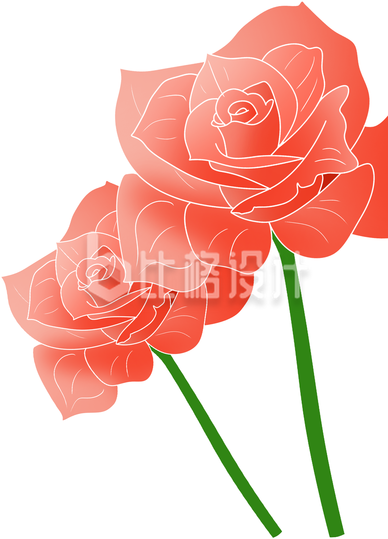 红色手绘风玫瑰花朵插画情人节表白