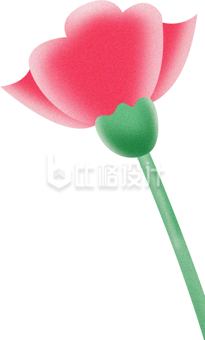 红色小花插画节日祝福表白
