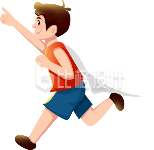 红色手绘风男生插画