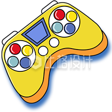 黄色手绘风游戏手柄插画