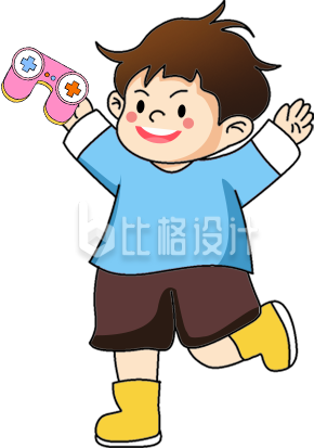 蓝色手绘风男孩插画