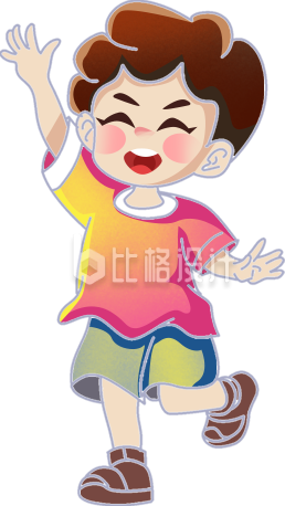 粉色手绘风男孩插画