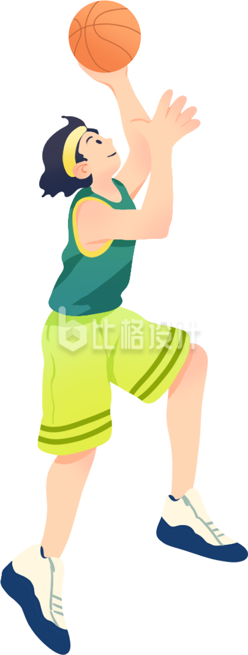 绿色手绘风男生插画