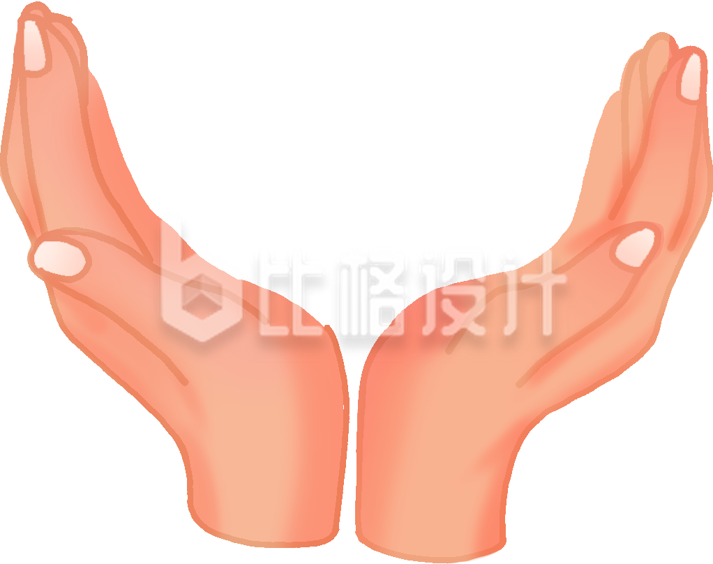 黄色手绘风手势插画