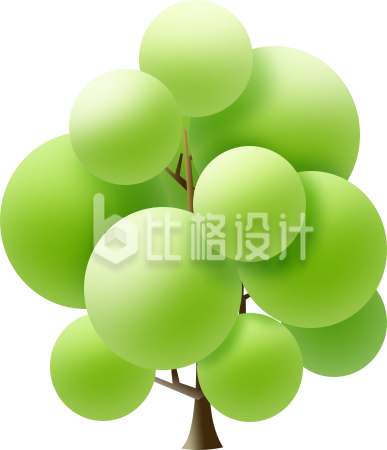 绿色手绘风大树植物插画春天