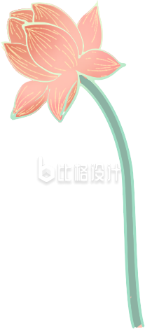 粉色手绘风植物荷花夏天初夏插画