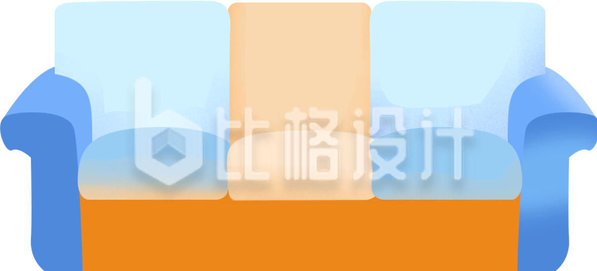 蓝色手绘风沙发插画家居家装