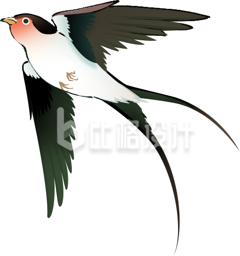 黑色手绘风燕子插画春季