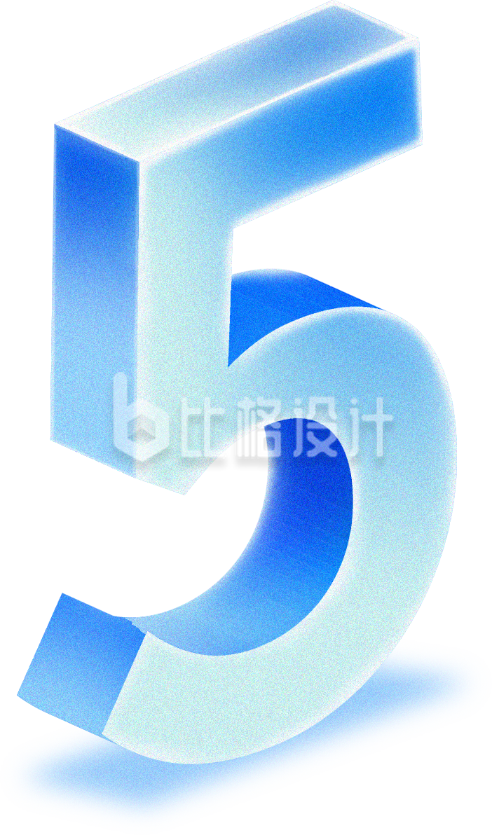 蓝色科技风立体数字5倒计时
