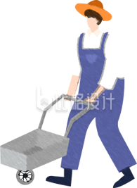 蓝色手绘风男生插画