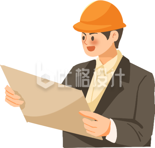 棕色手绘风男生建筑师插画
