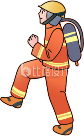 橙色手绘风男生消防员插画