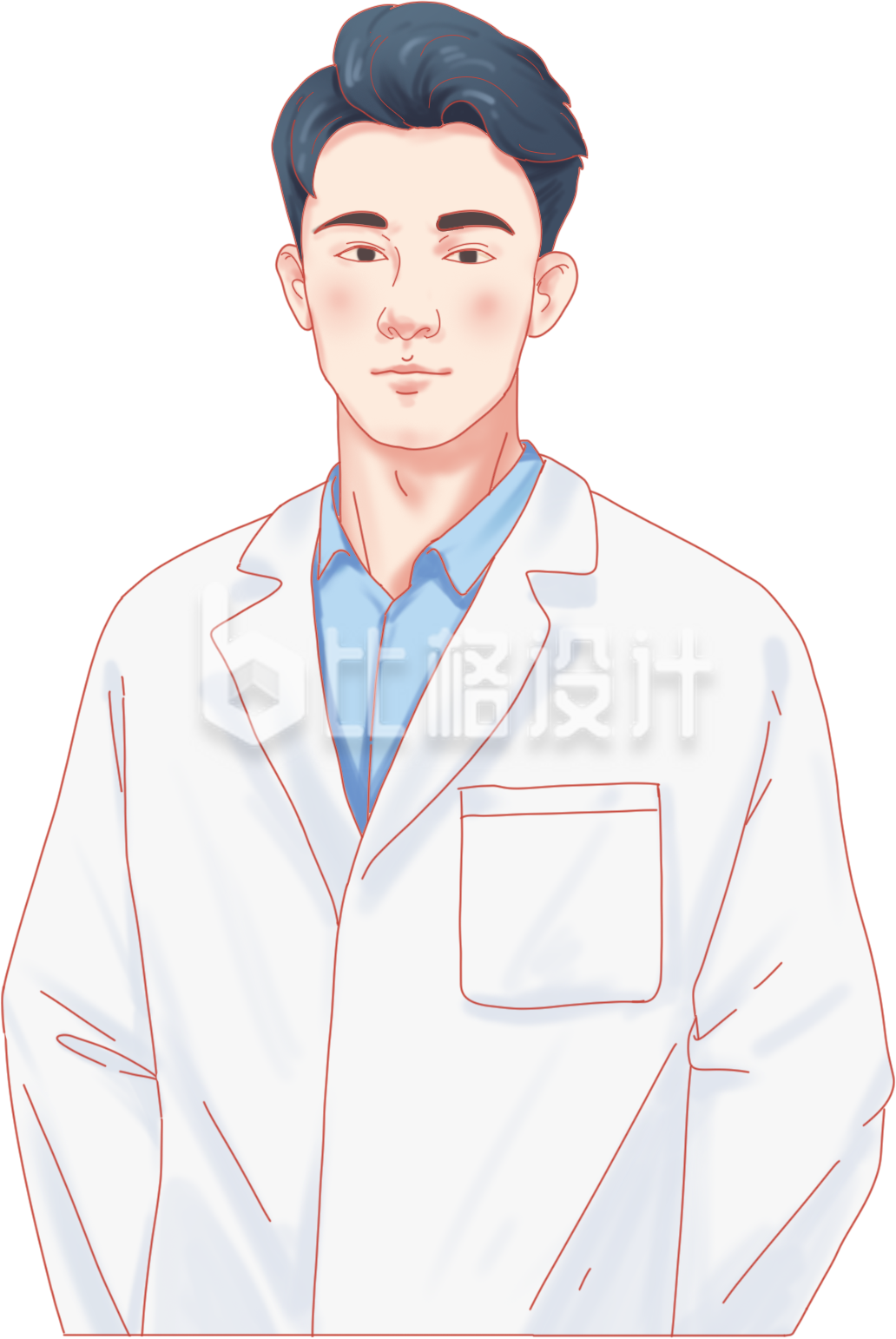 白色手绘风男生医生插画