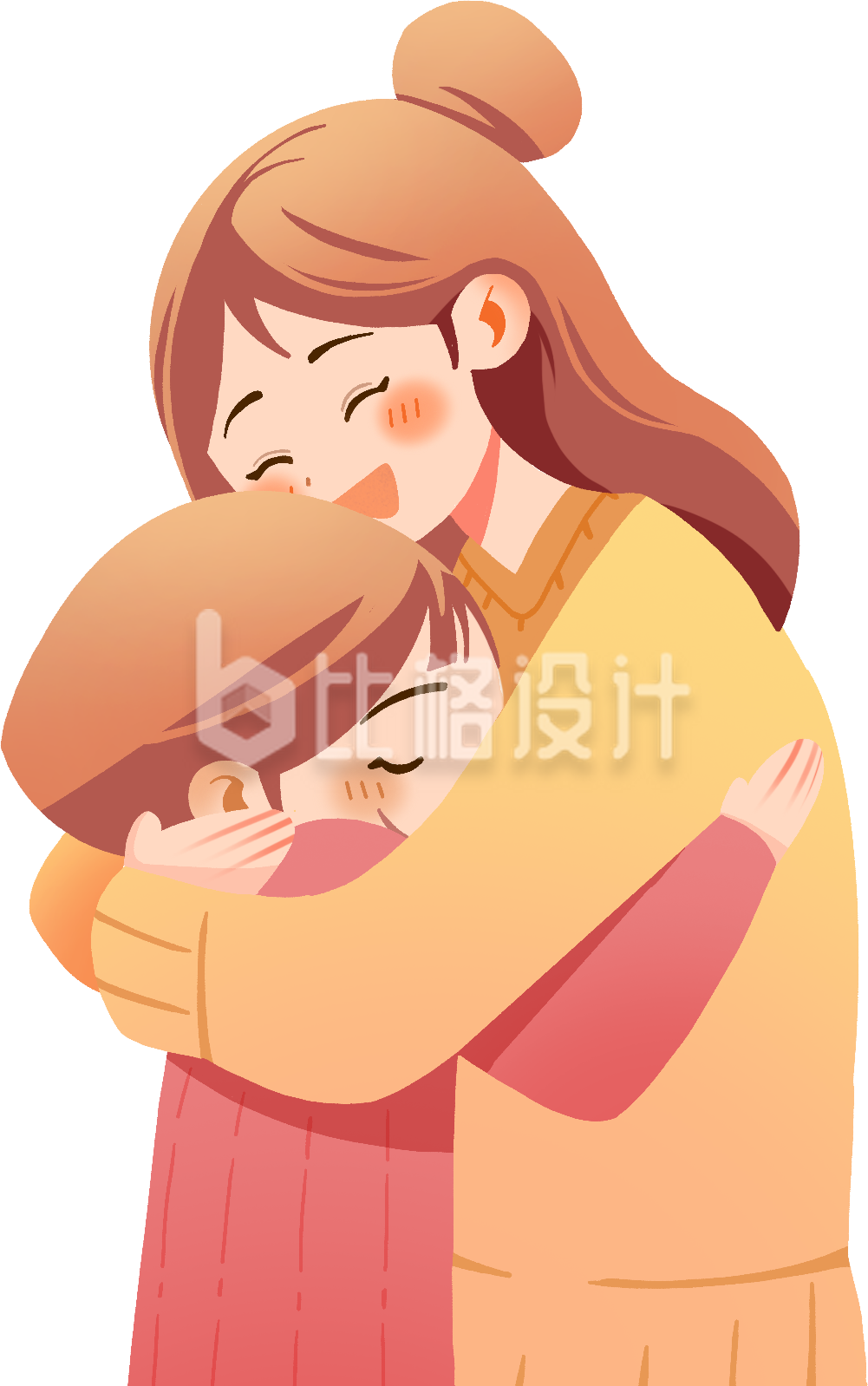 黄色手绘风母亲节插画