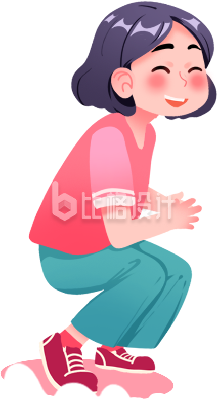 粉色手绘风女生插画