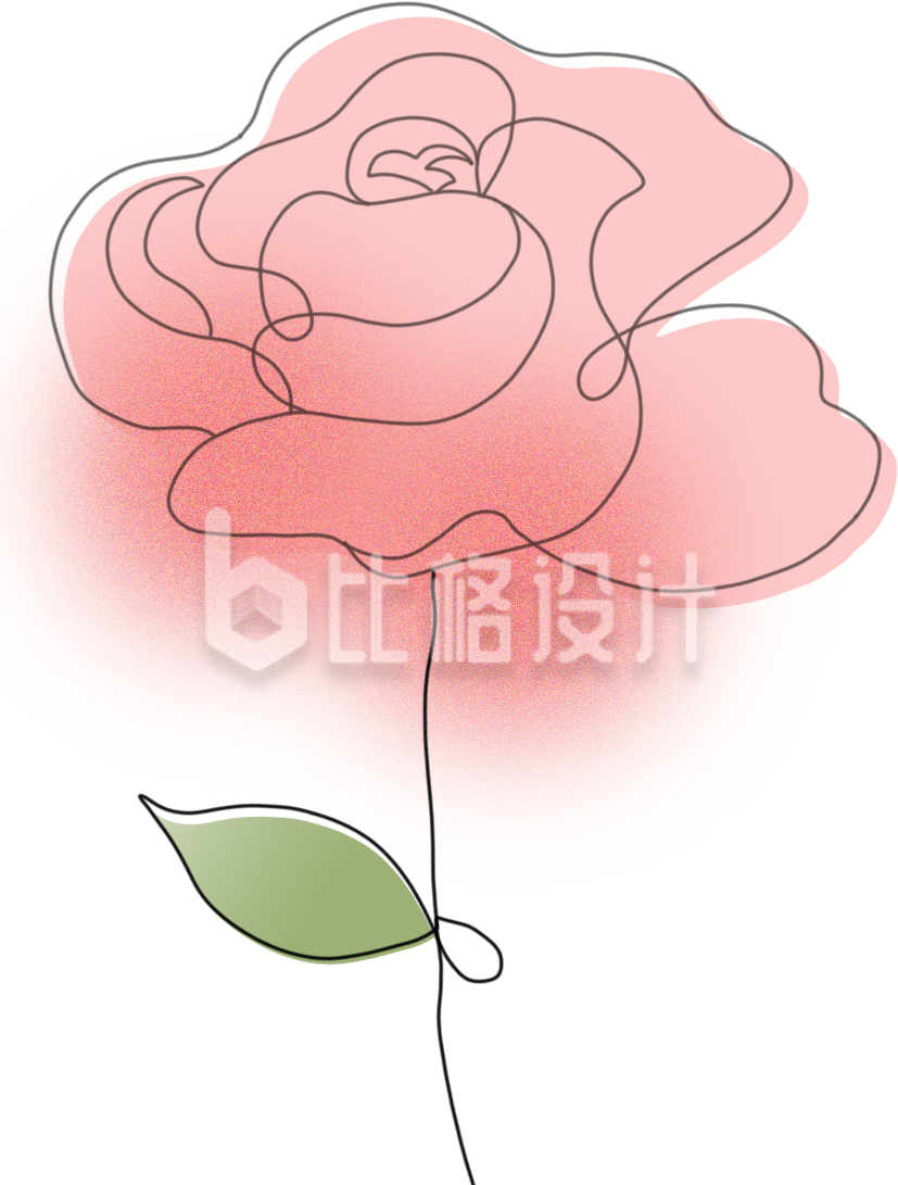 粉色手绘风玫瑰花朵情人节表白花店促销
