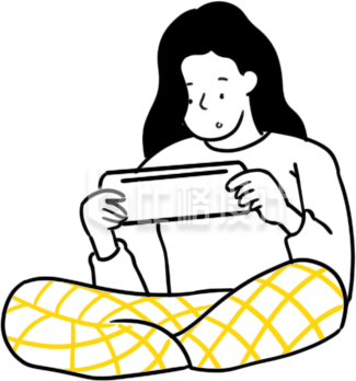 黑色线条简约女生插画