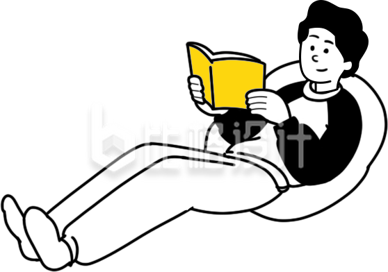 黑色简约读书男生插画