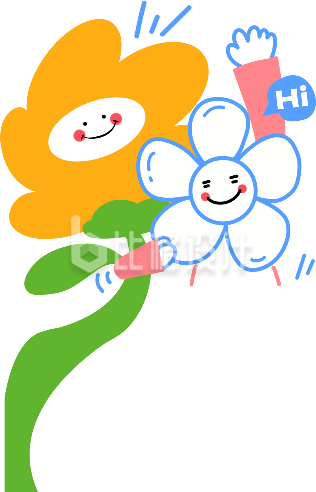 黄色可爱涂鸦风花朵