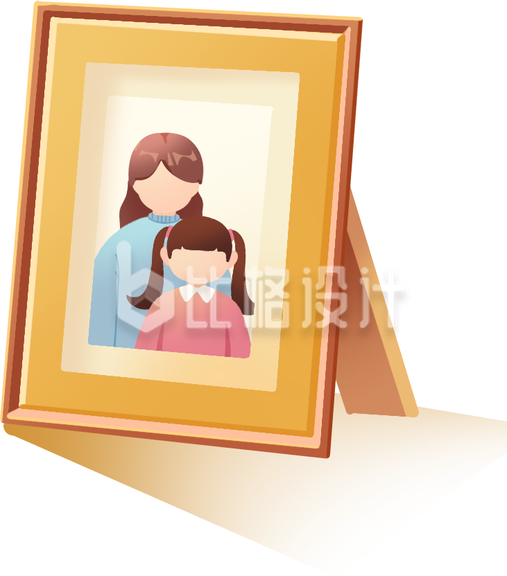 黄色手绘风相框母亲节母女插画