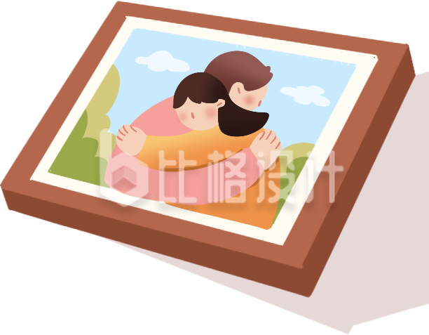 棕色相框母女母亲节插画