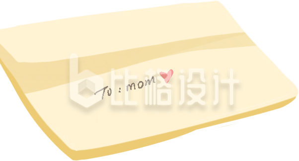 黄色手绘风信封母亲节插画
