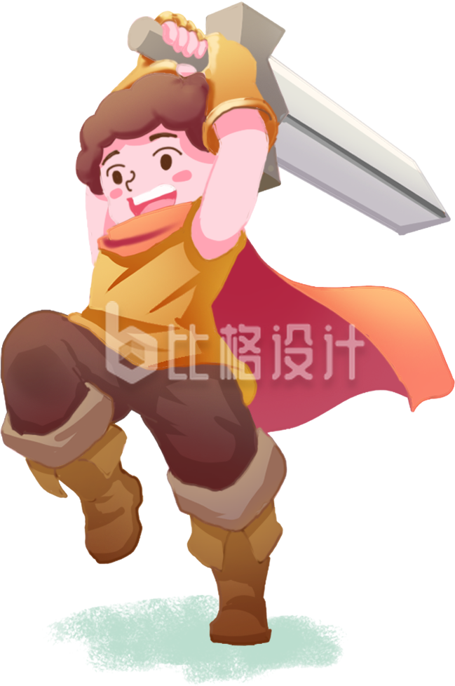 黄色手绘卡通男孩超人插画