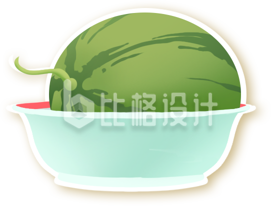 绿色手绘西瓜插画