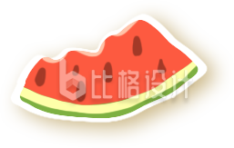 红色手绘风西瓜插画