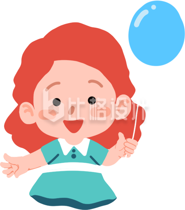 红色手绘风卡通女孩插画