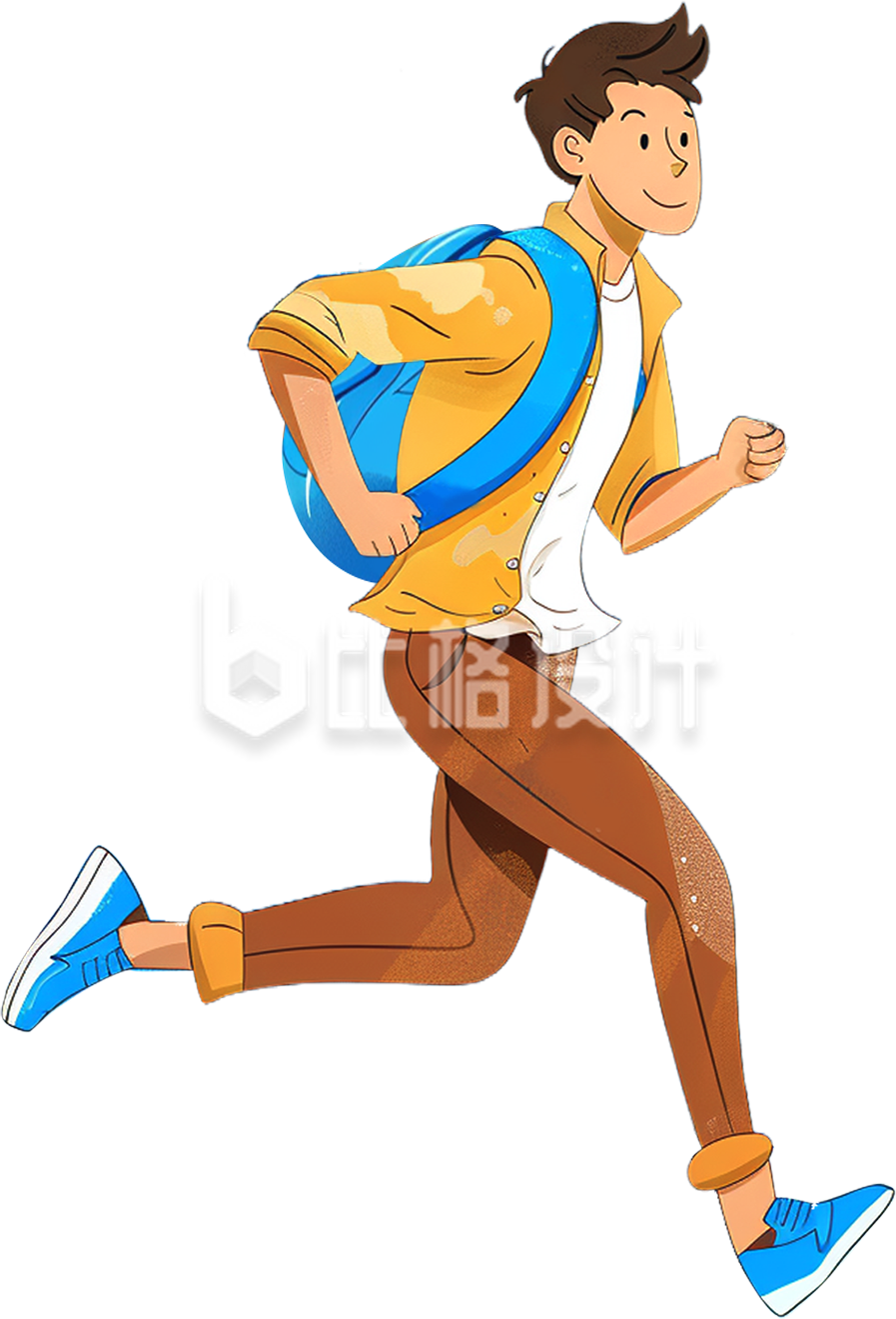 手绘奔跑的男生
